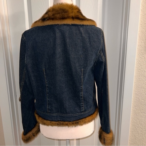 No Boundaries Vintage Y2K 90s Mobwife Faux Fur Denim Preppy Jacket - Picture 5 of 8